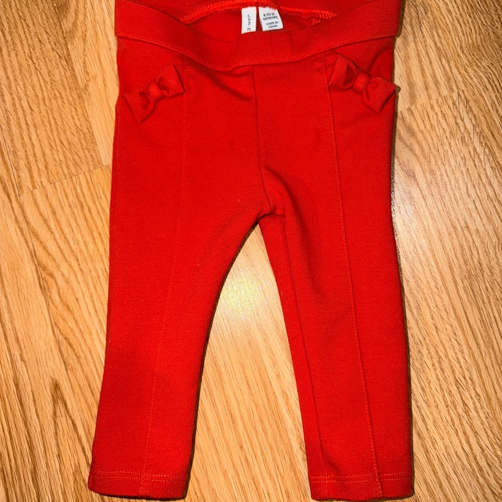 Janie and Jack Red Leggings with Bow Details